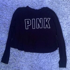 PINK waffle knit cropped sweater
